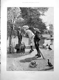 Old Print The Young Idolaters A Forestier Girl Flowers Garden Shrine 1893 19th