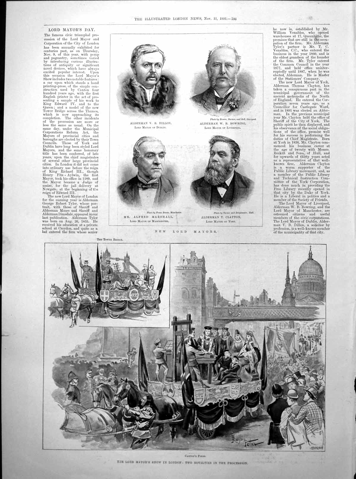 Old Print Lord Mayor'S Show London Portraits Late Sir Andrew Clark 1893 19th