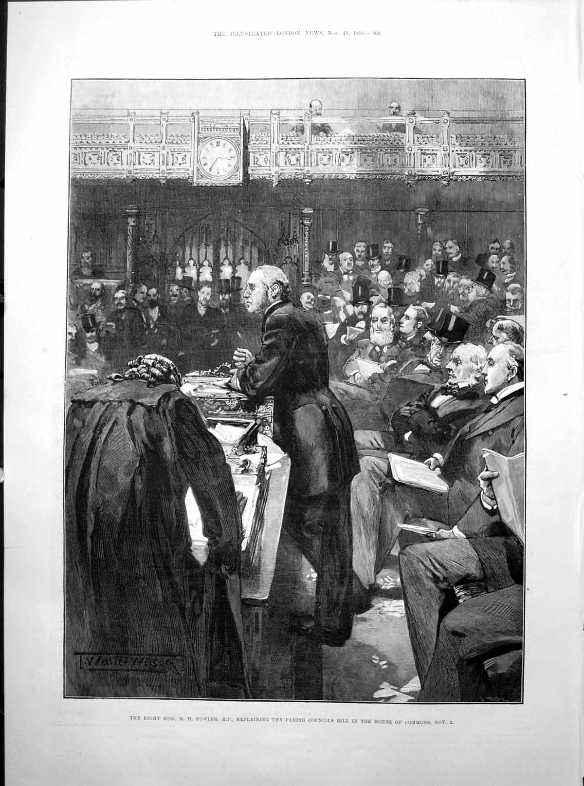 Antique Old Print House Commons Hh Fowler Portraits Teesdale Walpole 1893 19th