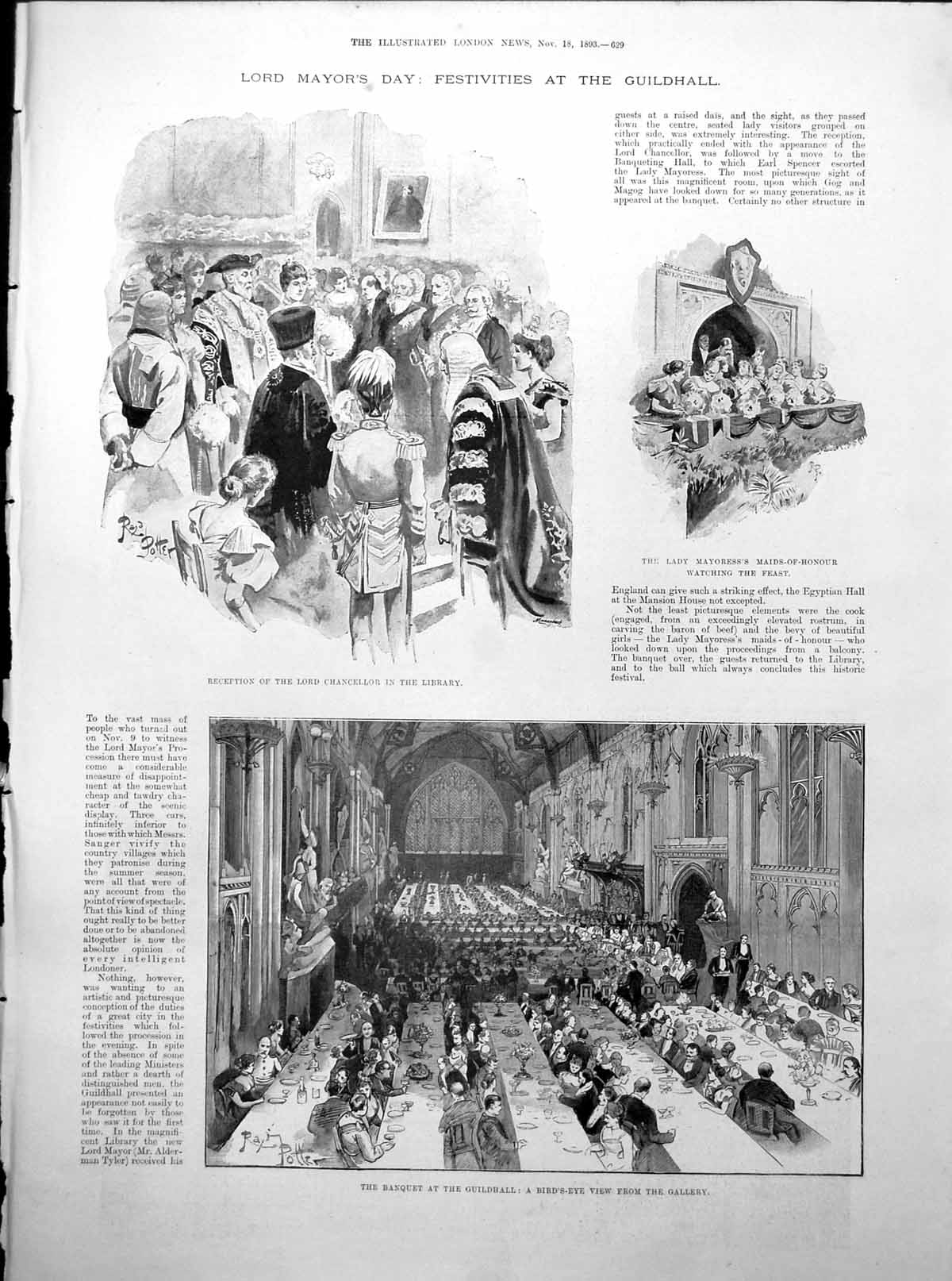 Antique Print Lord Mayor'S Day Festivities Guildhall Reception Banquet 1893