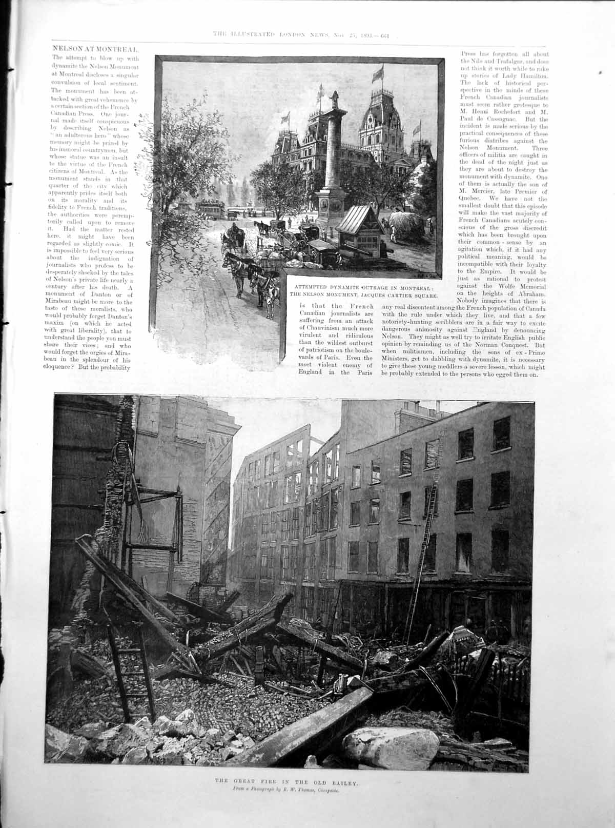 Antique Old Print Great Fire Bailey Outrage Montreal Portraits Scott 1893 19th