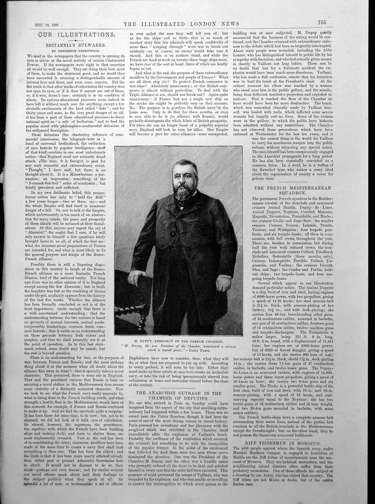 Antique Old Print M. Dupoy President French Chamber Countess Essex Earl 1893