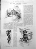 Antique Old Print Prof. Tyndall Hindhead House Haslemere Study Cottage 1893