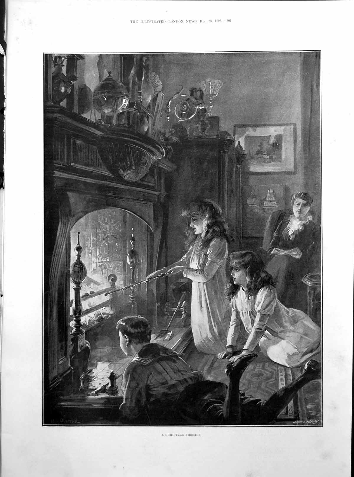 Old Christmas Fireside Children Mother Welsh Wedding Gift Duke 1893Victorian
