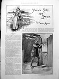 Old Print Lady Fence Young Gent Armed Window Night Time Rowing Boat 1893 19th