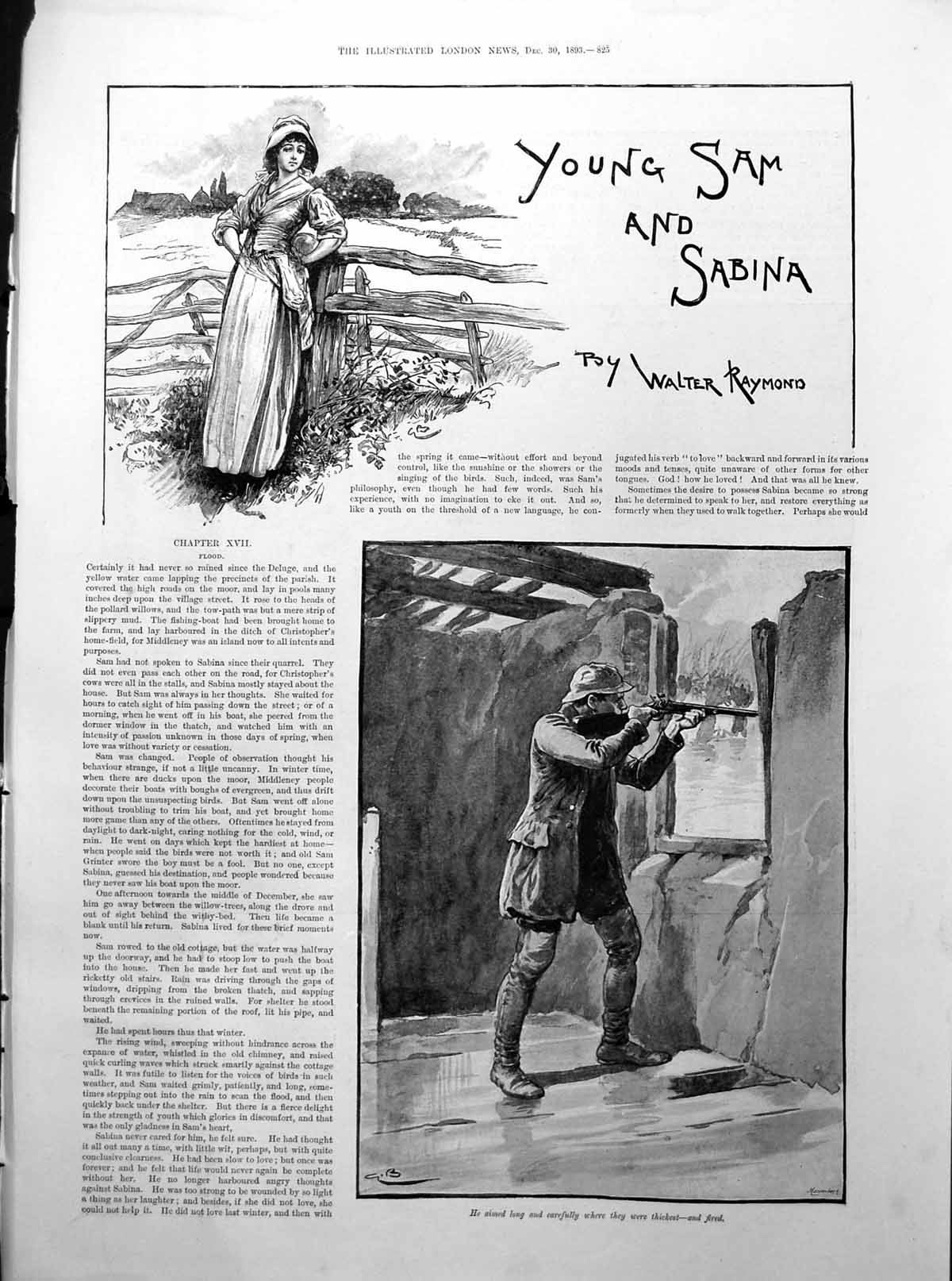 Old Print Lady Fence Young Gent Armed Window Night Time Rowing Boat 1893 19th
