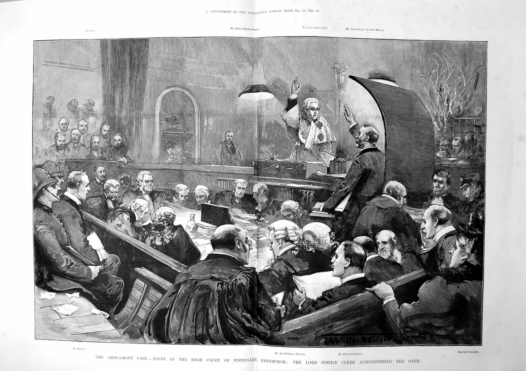 Antique Print Ardlamont Case High Court Edinburgh Lord Justice Clerk 1893 19th