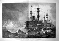 Antique Old Print French Squadron In Mediterranean Neptune Redoubtable 1893