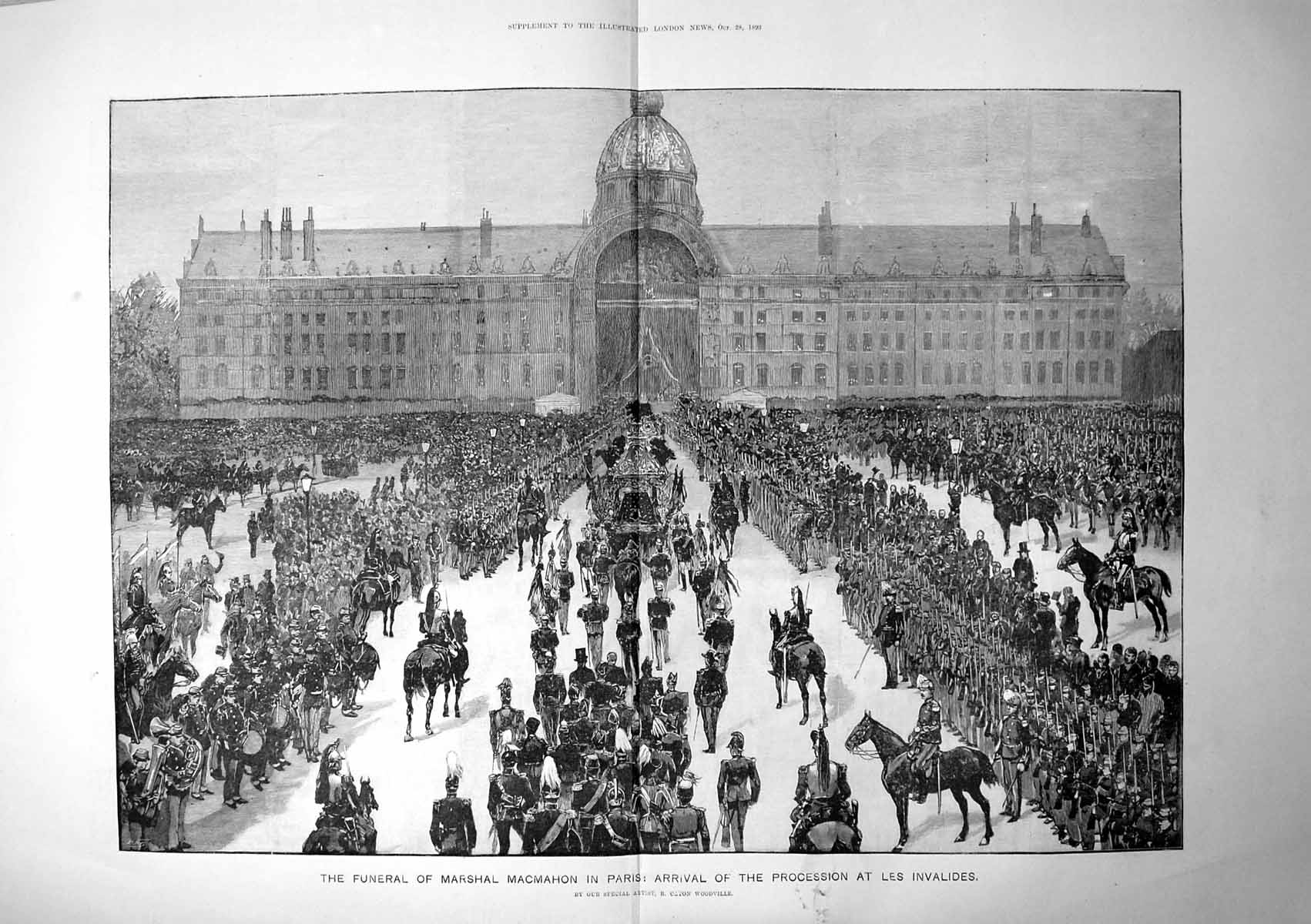 Antique Print Funeral Marshal Macmahon Paris Procession Les Invalides 1893