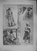 Original Old Antique Print 1894 Sofa Chiefs Colonial Siers Africa War French