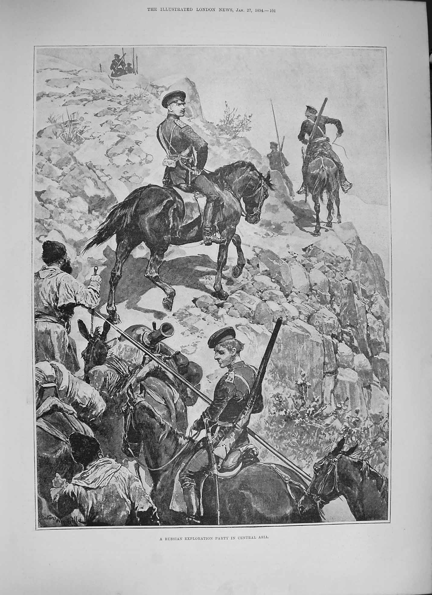 Original Old Antique Print 1894 Russian Army Asia Jabez Spencer Balfour Police