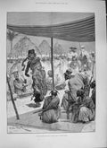 Original Old Antique Print 1894 Dance Before King Sofas West Africa Woodville
