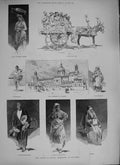 Old Antique Print 1894 Sicily Palermo Cathedral Monk Lord Kildare Cupid 19th