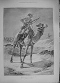 Original Old Antique Print 1894 Native Egyptian Army Camel Corps Siers Overend