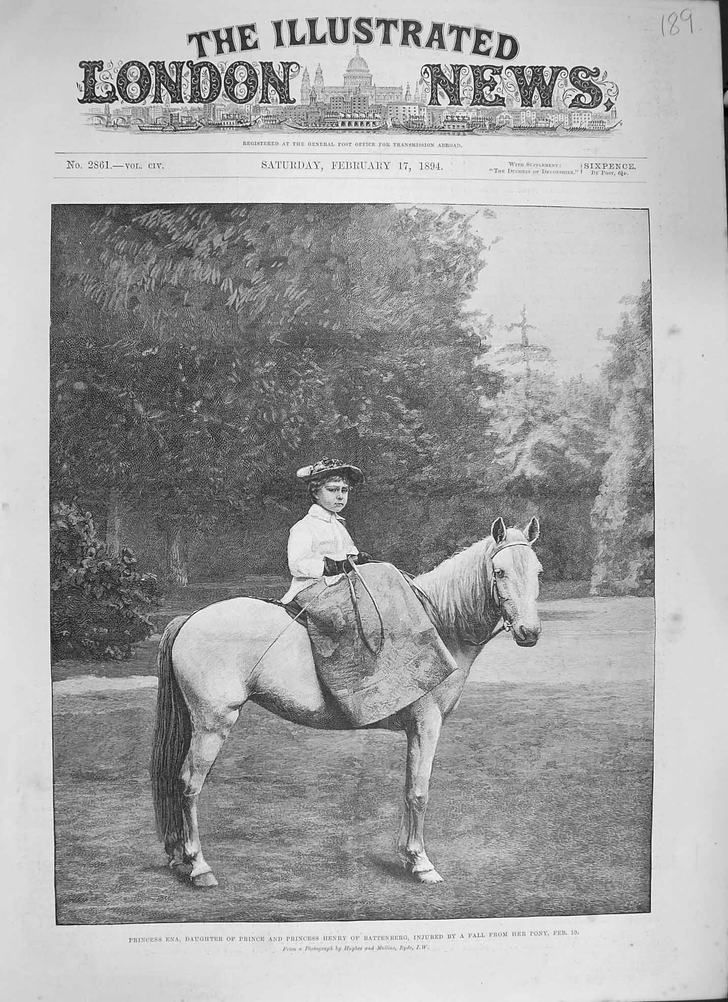 Original Old Antique Print 1894 Princess Ena Daughter Prince Henry Battenberg