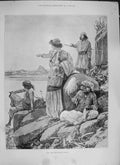 Original Old Antique Print 1894 Gipsy Camp Scutari Albania Canton Wo Victorian