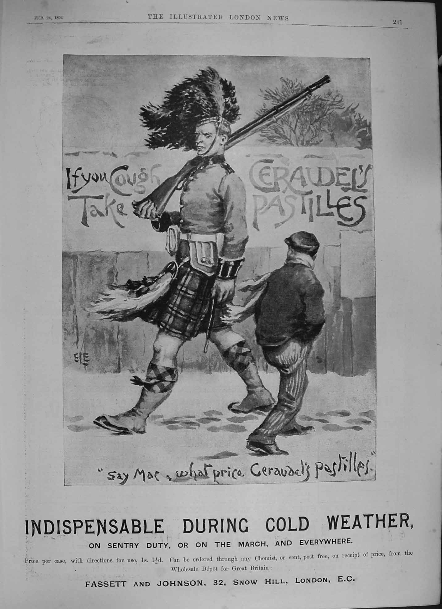 Old Antique Print 1894 Advertisement Geraudel'S Pastilles Fassett London 19th