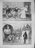Original Old Antique Print 1894 Terry'S Theatre Vaudeville Ship Raleigh Magpie