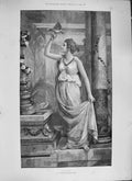 Old Antique Print 1894 Woman Doves Obelisks Temple Karnak Colossi Thebes 19th