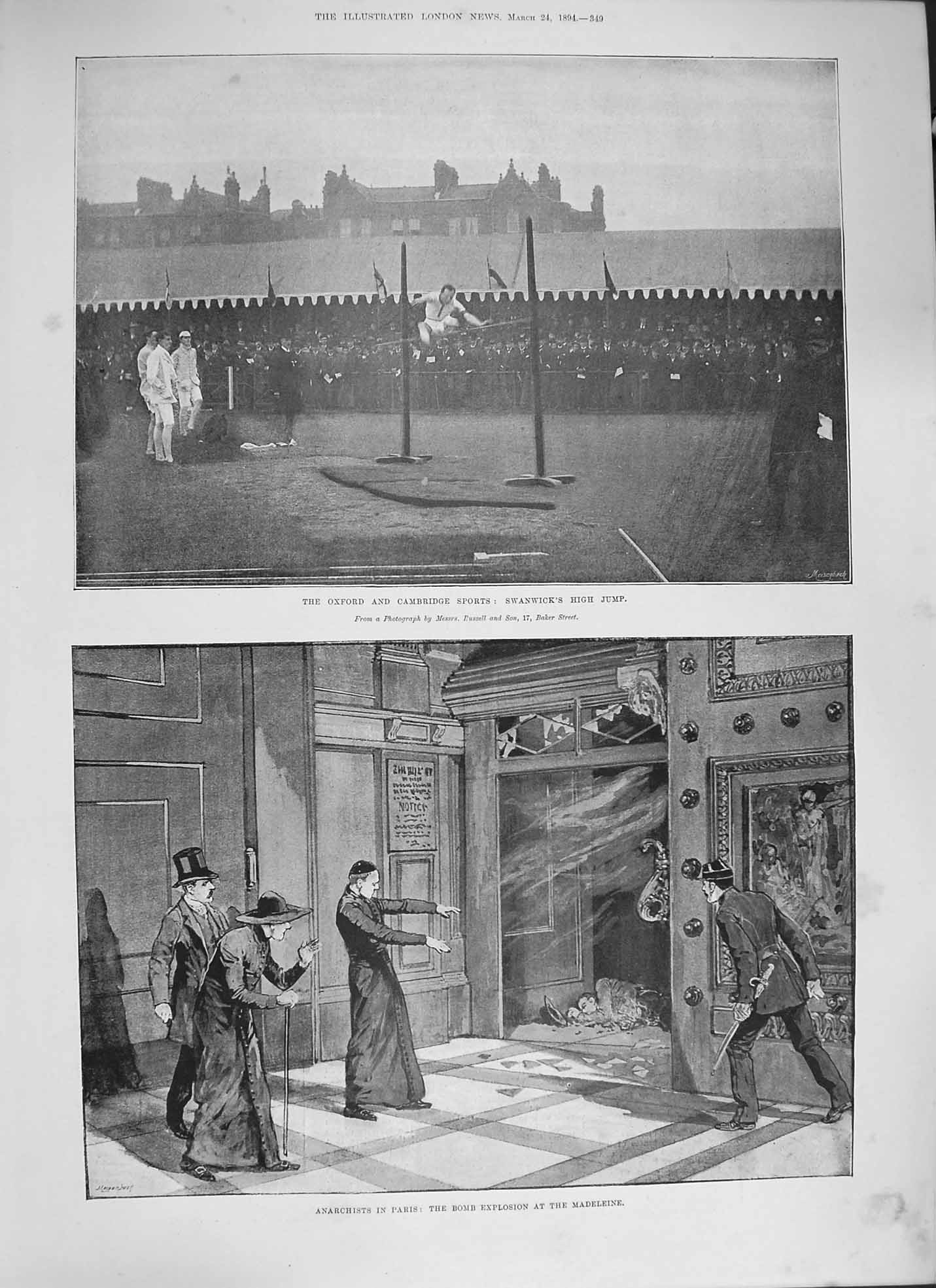 Old Antique Print 1894 Oxford Cambridge Boats Paris Anarchists Knight Rev 19th