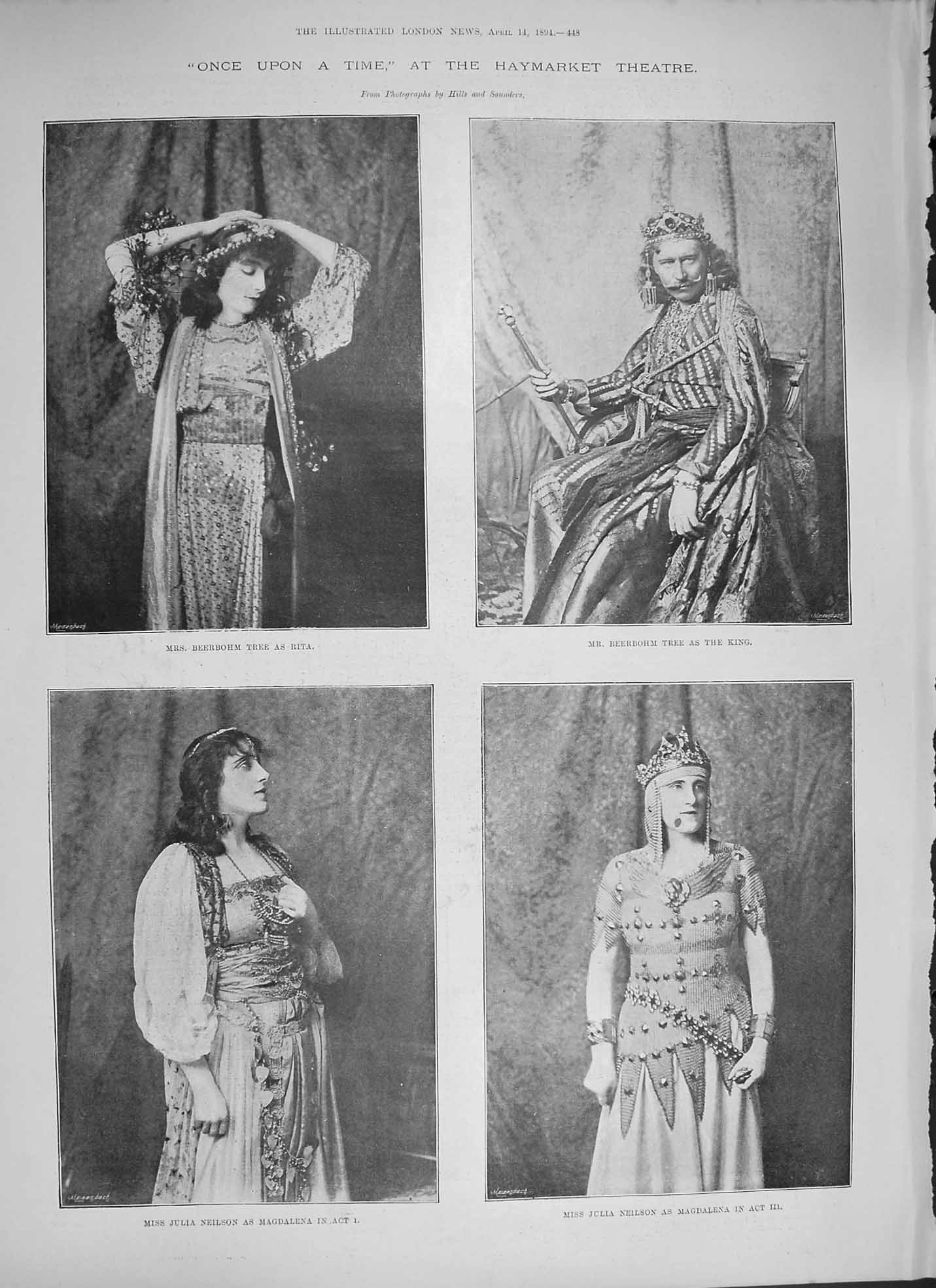 Original Old Antique Print 1894 Haymarket Theatre Beerbohm Neilson Magdalena