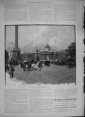 Original Old Antique Print 1894 View London Trafalgar Square Transport Coaches