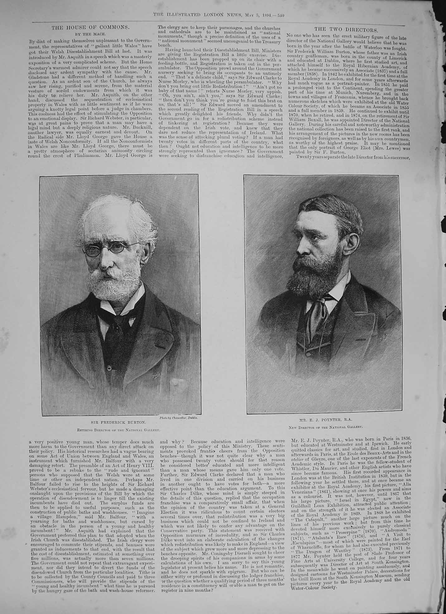 Original Old Antique Print 1894 Frederick Burton Poynter National Gallery Men