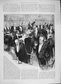 Original Old Antique Print 1894 Royal Academy Banquet Presidents Toast Queen