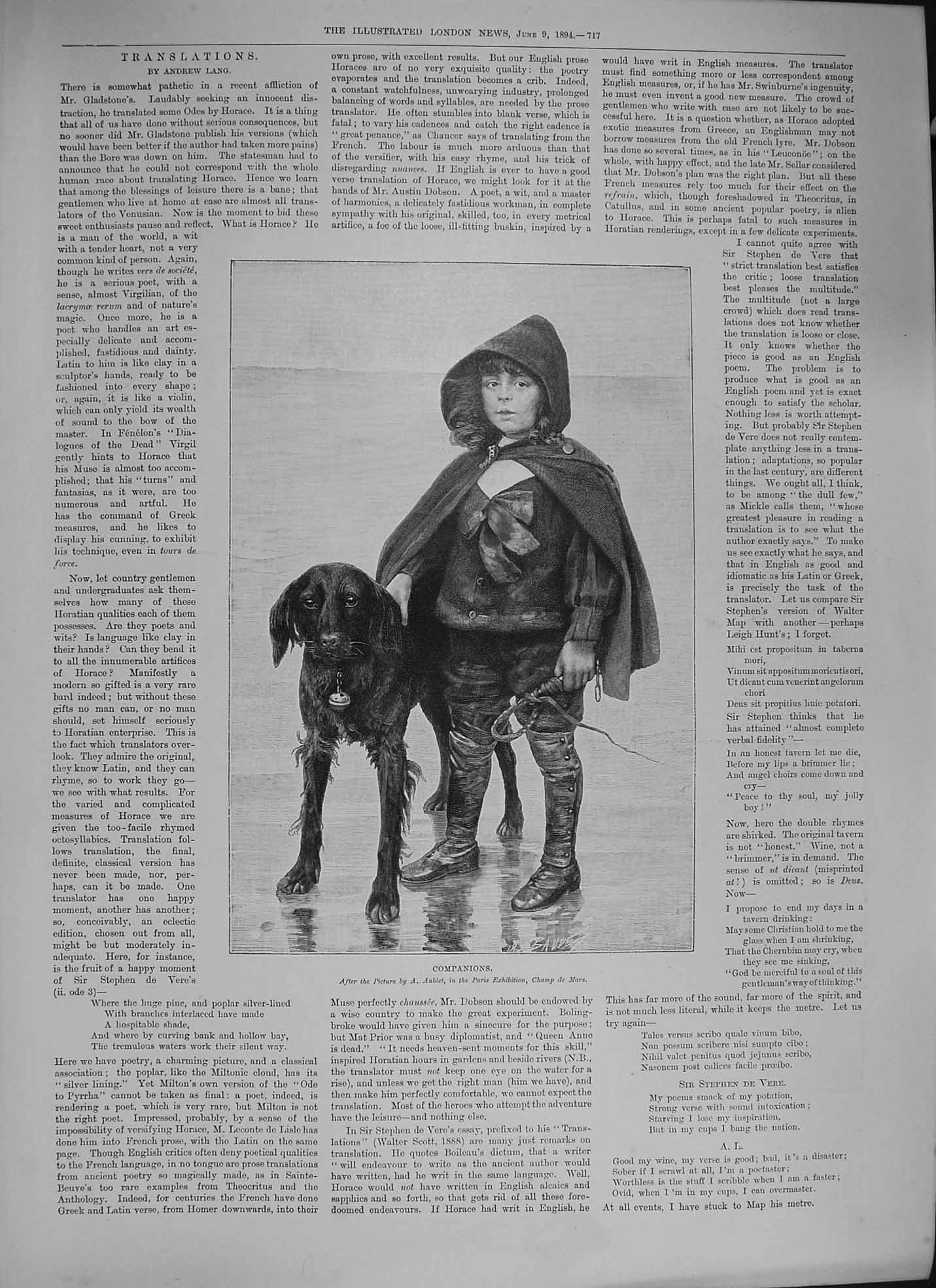 Original Old Antique Print 1894 Companions Young Boy Dog Himalayas Hispar Pass
