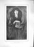 Original Old Antique Print 1894 Portrait Pandora Beautiful Lady Woman Victorian