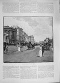 Original Old Antique Print 1894 London Street Scene Hyde Park Corner Horse 19th