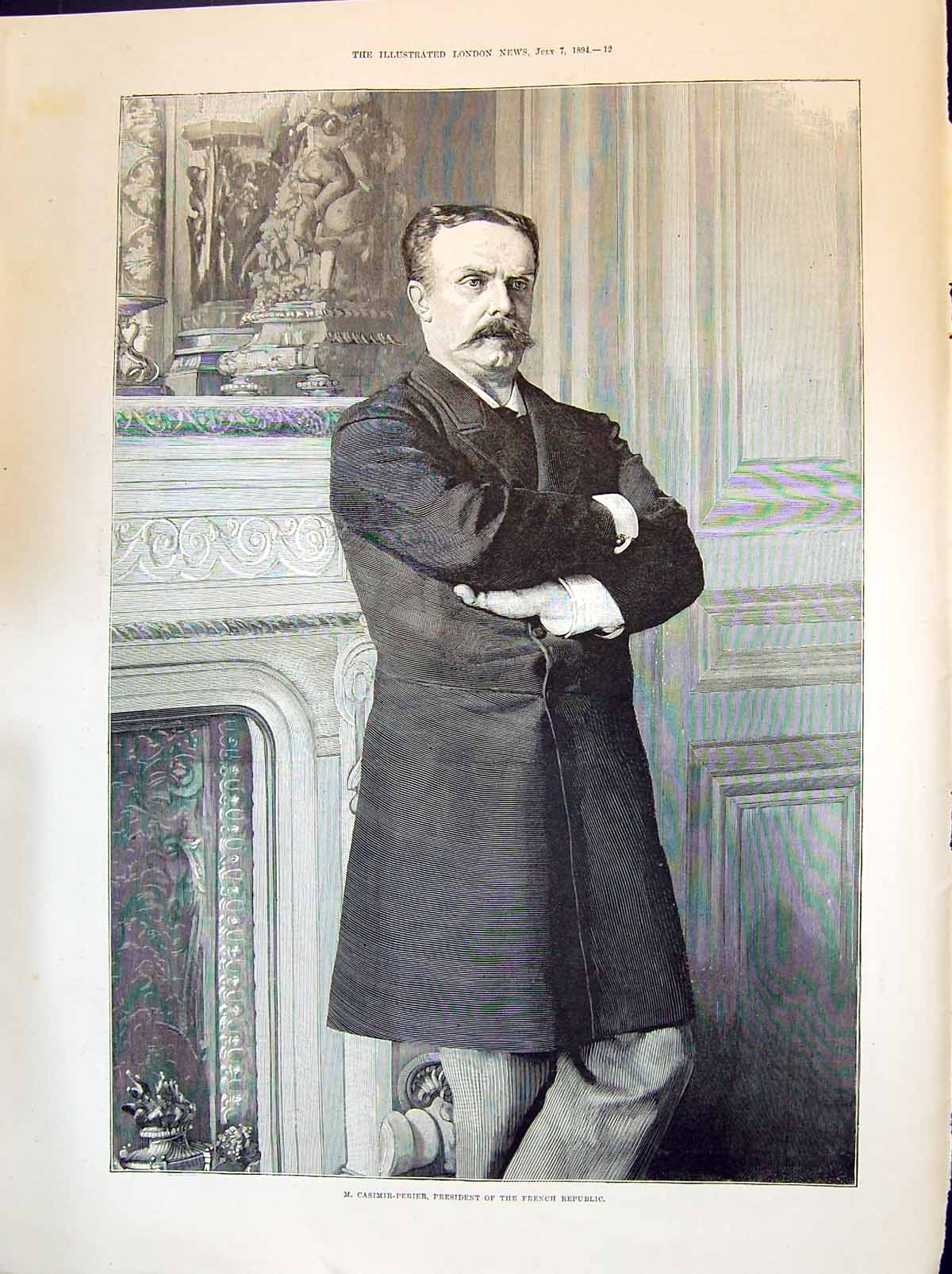 Antique Print 1894 Portrait Casimir-Perier President French Republic Ref.2 19th