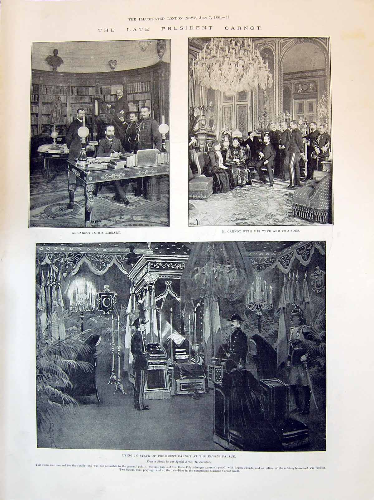 Old 1894 President Carnot Lying State Elysee Palace Henry Vasa Alexan Victorian