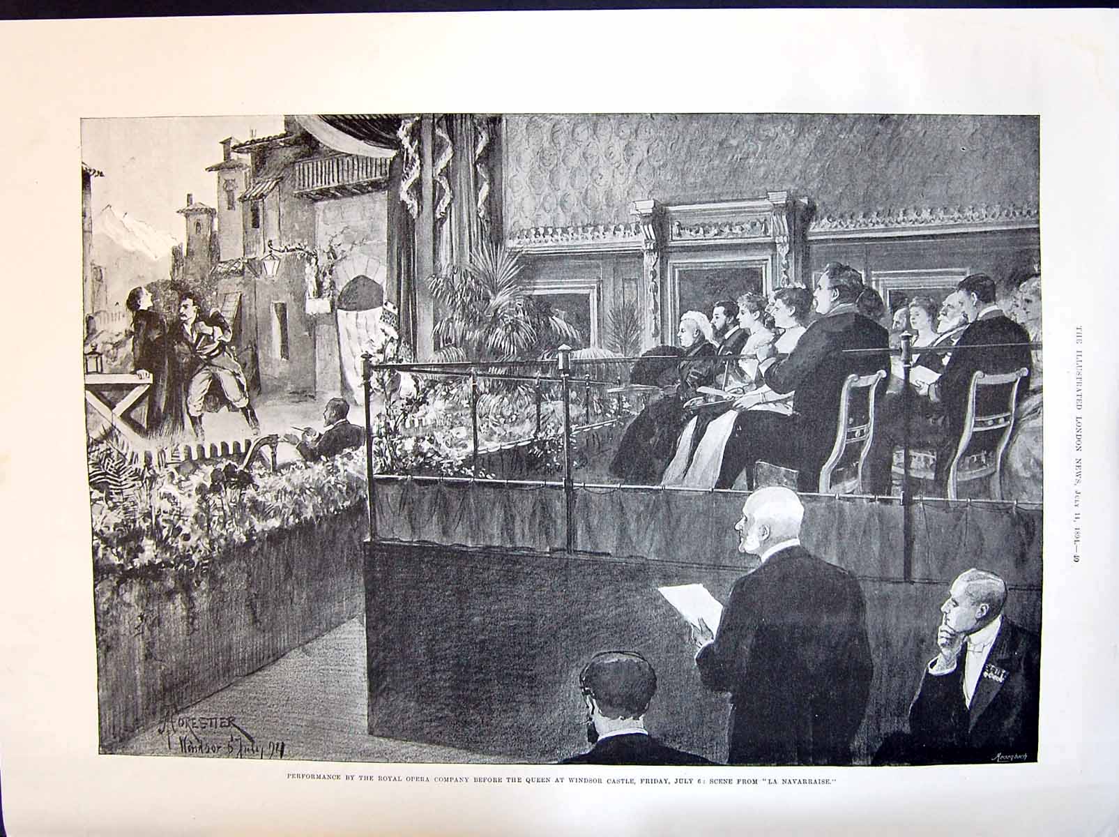 Old 1894 Royal Opera Queen Windsor Castle Scene Navarraise Bisley Cup Victorian