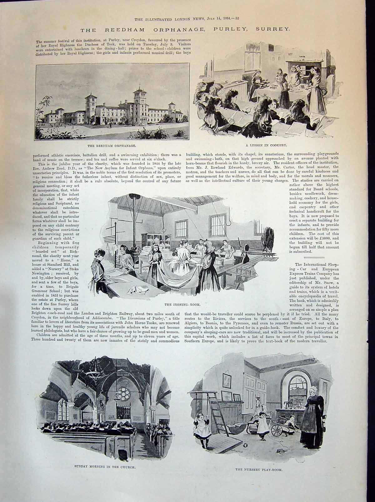 Print 1894 Reedham Orphanage Church Nursery Franz Josef Houses Sledge Siluke