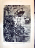 Antique Old Print 1894 Jackson-Polar Expedition Boats Ships Port Fu-San Corea