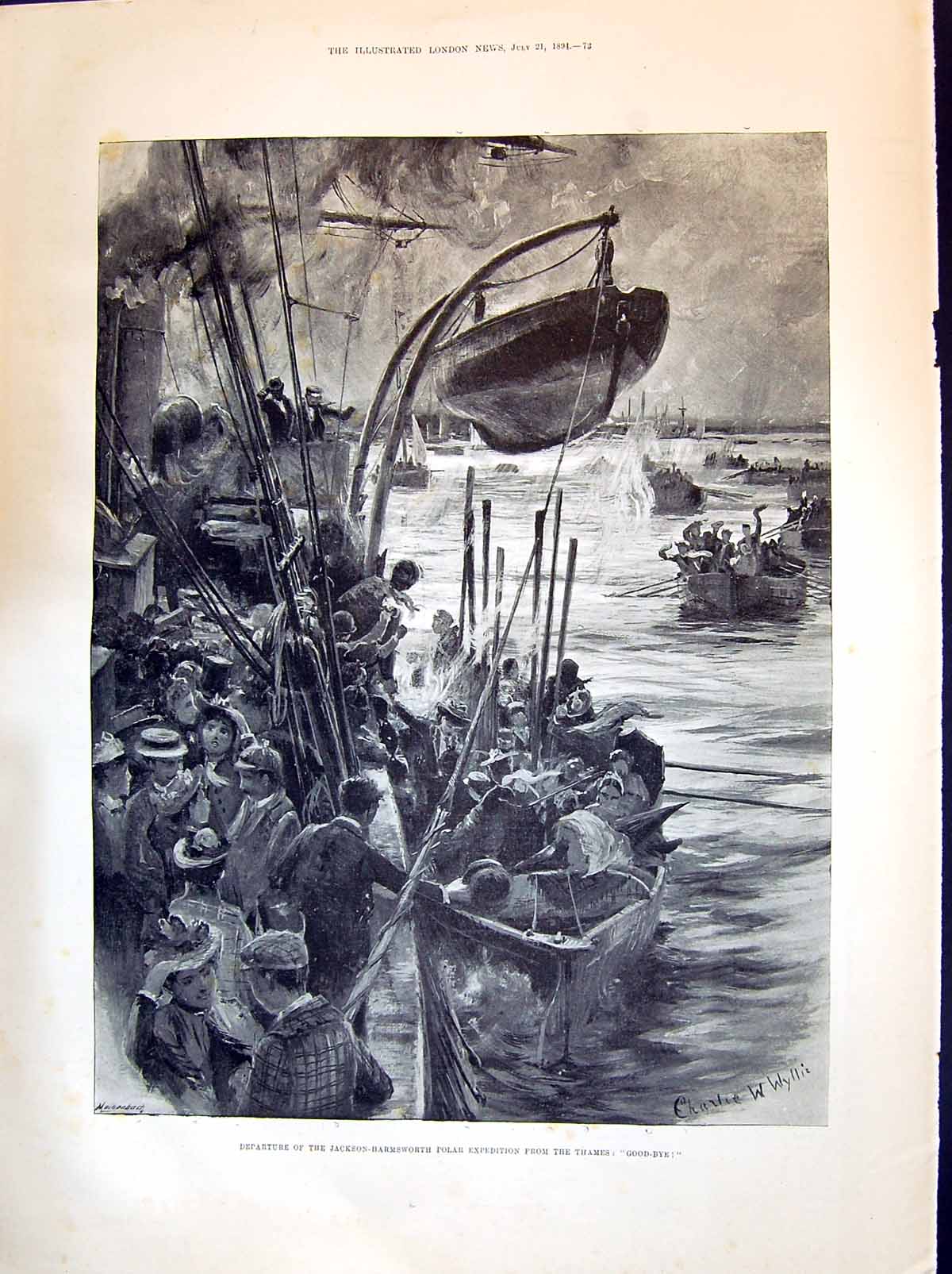 Antique Old Print 1894 Jackson-Polar Expedition Boats Ships Port Fu-San Corea