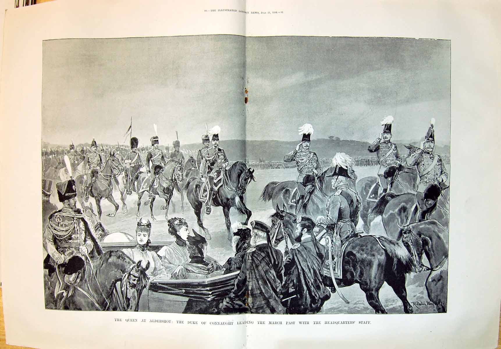 Old Print 1894 Queen Victoria Aldershot Duke Connaught Procession Siers 0 19th