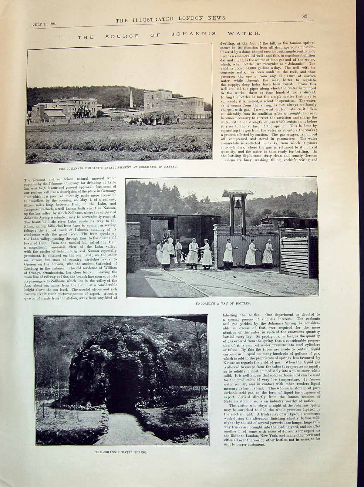 Old 1894 Johannis Water Spring Company Nassau Scotland Railway Loch T Victorian