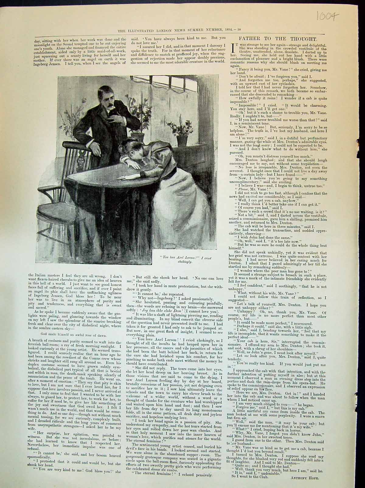 Old Antique Print 1894 Crying Lady Dinner Table Man Fancy Dress Costumes 19th