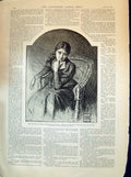 Original Old Antique Print 1894 Beautiful Woman Mrs Oswell Reading Book 19th