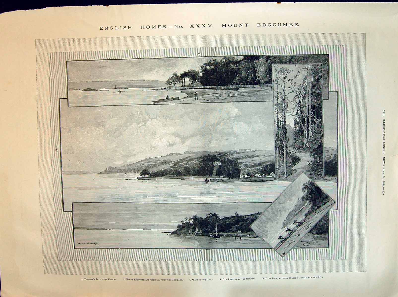 Old 1894 Mount Edgcumbe Cremill Thomas'S Seat Barn Milton'S Temple Ea Victorian