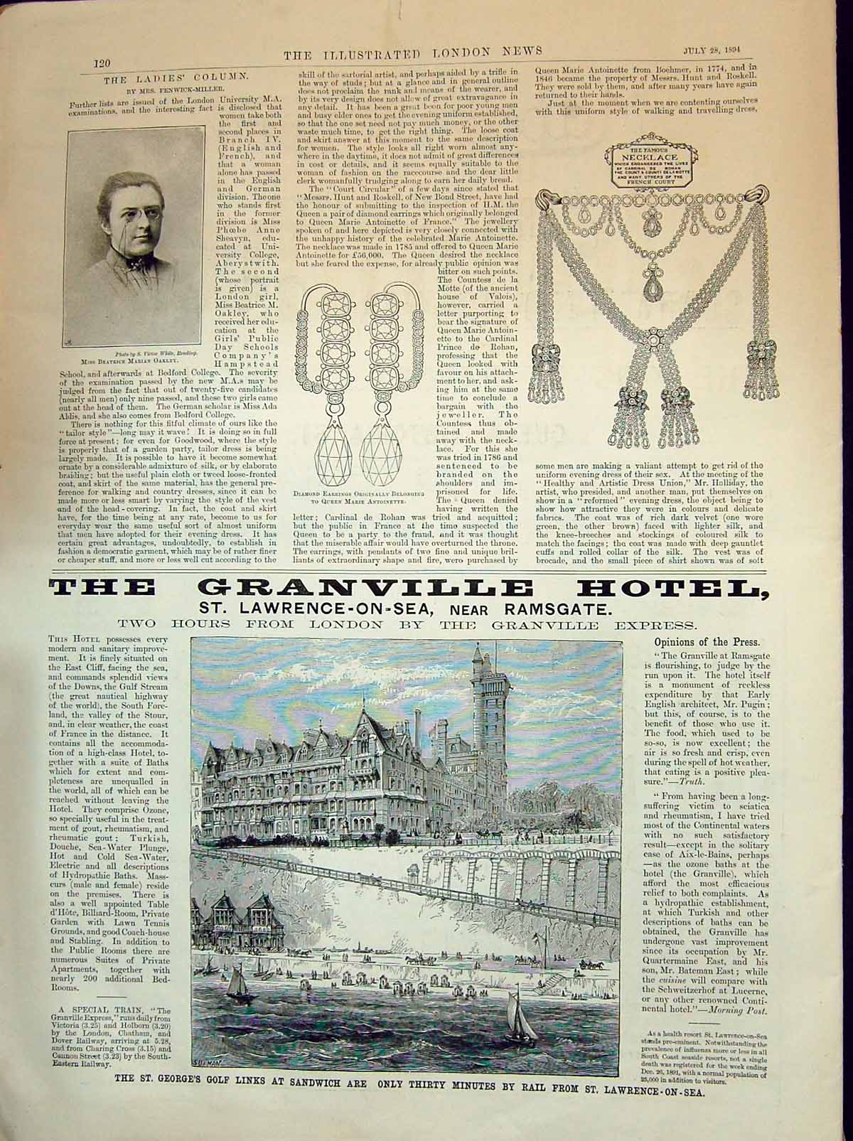 Old 1894 Beatrice Marian Oakley Diamond Earings Antoinette Necklace G Victorian