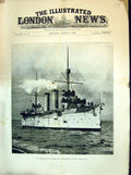 Antique Old Print 1894 War Eastern Asia Japanese Ship Yoshino Kan Photograph