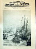Original Old Antique Print 1894 Scene Arrival German Emperor Cowes Boats Ships