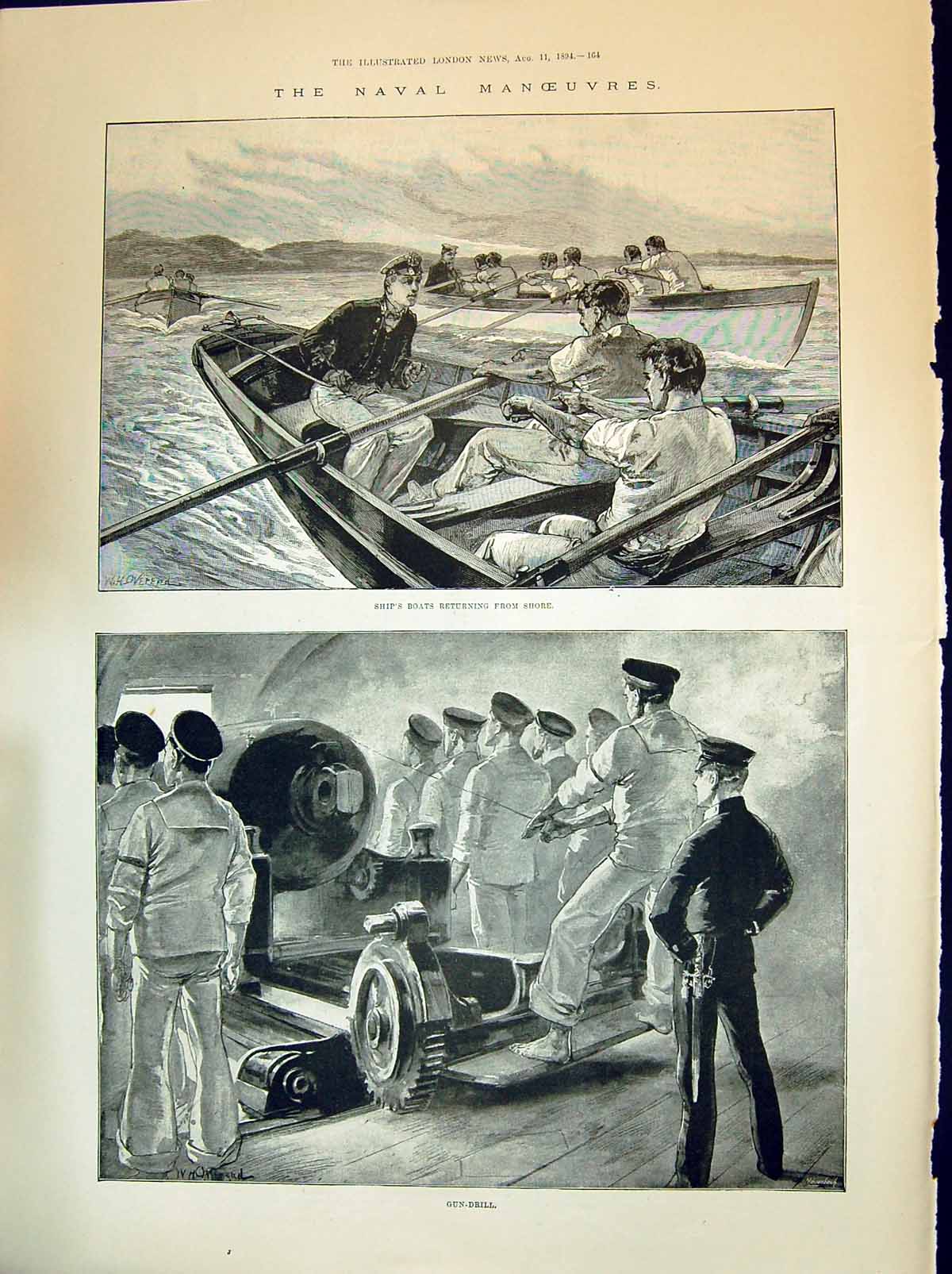 Old 1894 Naval Manoeuvres Ships Boats Gun Drill Duchess Chandos Lord Victorian