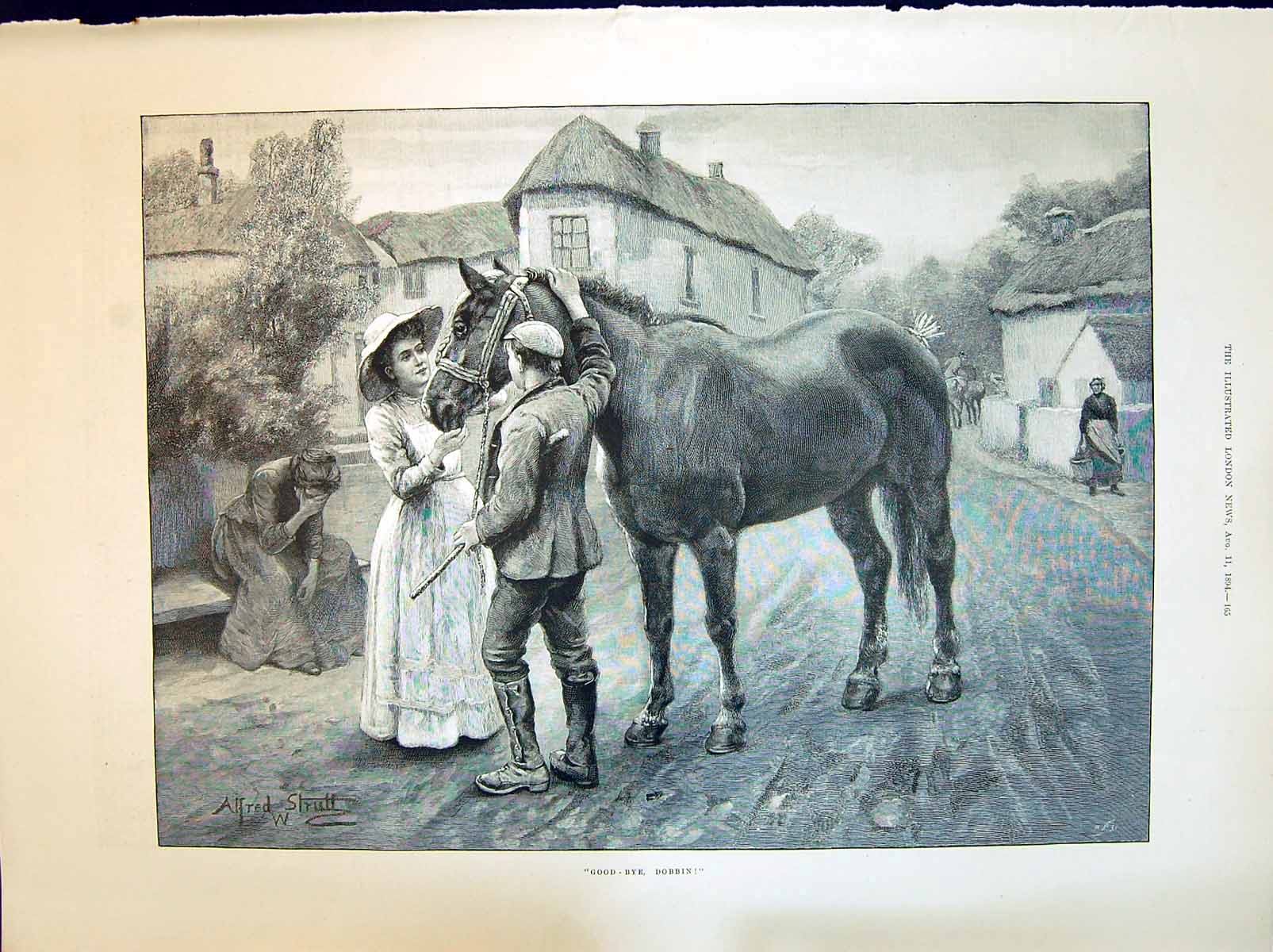 Old 1894 Good-Bye Dobbin Lady Selling Horse George Robson Joseph Holt Victorian