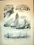 Old 1894 Coews Regatta Yachts Sailing Sport Mrs Henniker Lieutenant I Victorian