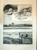 Old 1894 Corea River Ta-Tung Ping-Yang Fu-San Seoul Maxim Flying Mach Victorian