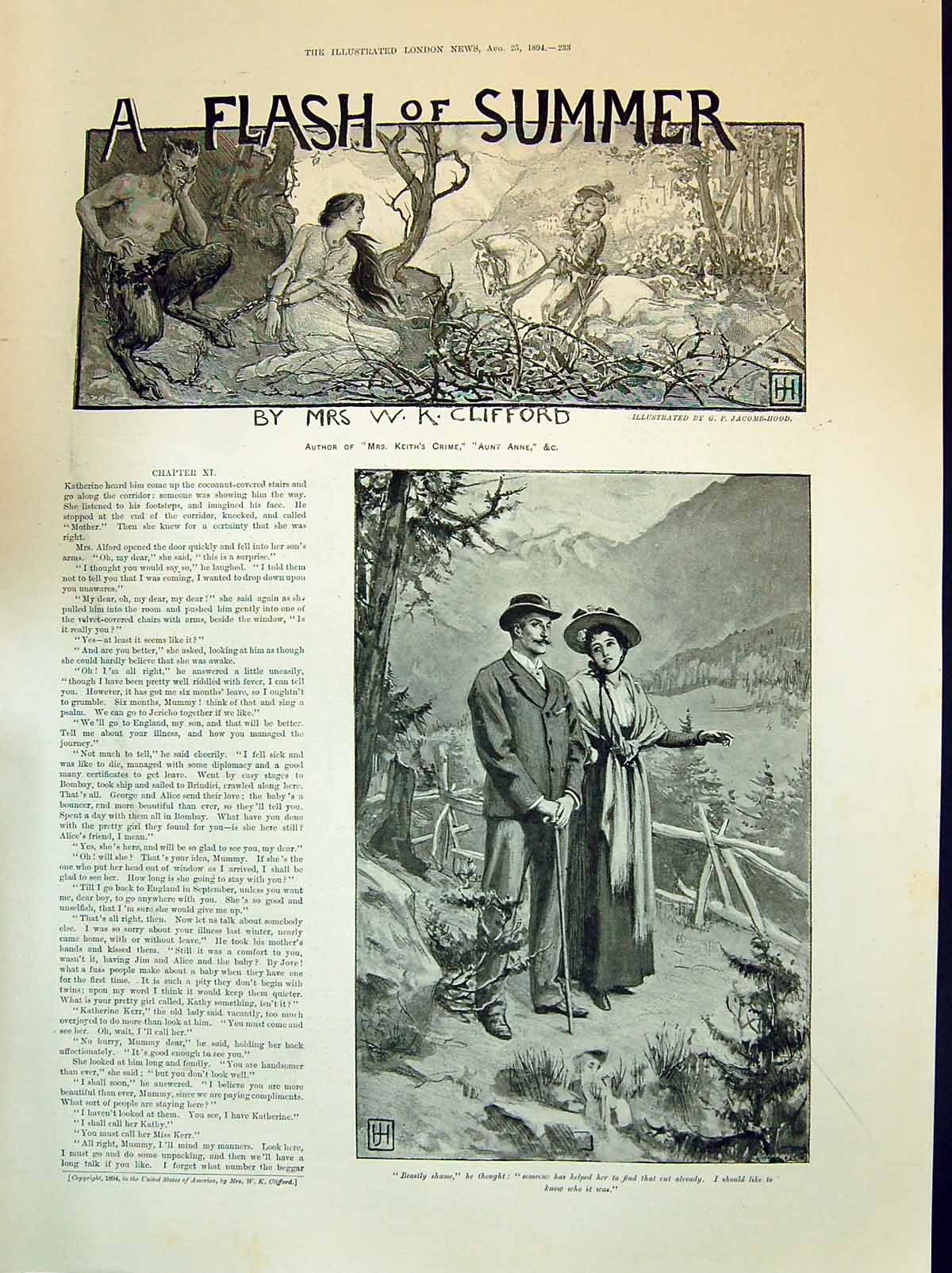 Old 1894 Story Flash Summer Clifford Lady Man Romance Mountains Sitti Victorian